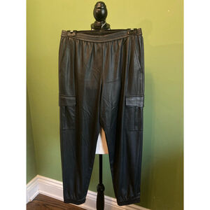 Women's BCBGMAXAZRIA Black Faux Leather Cargo Joggers S